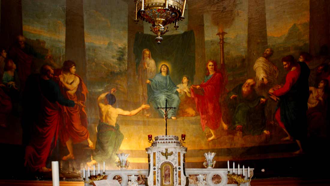 la pentecote, oeuvre de xavier sigalon peintre francais, 1787 1837, chapelle des penitents blancs a aigues mortes, gard